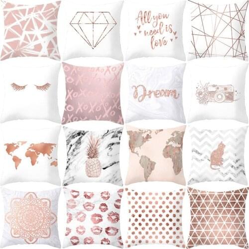 Simple Geometry Style Polyester Peach Skin Home Textiles Pillow Case Bed Throw Decorative 45x45cm