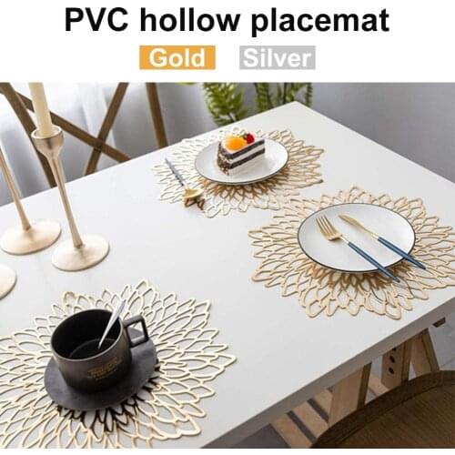 PVC Hollow Insulation Coaster Pads Table Bowl Mats Home Christmas Decoration Wedding Heat Resistant Placemat For Dining Table