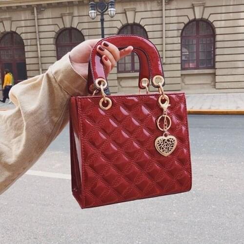 Luxury Designe Women Handbag 2020 Fashion Patent Leather Ladies Tote bag Diamond pattern female Shoulder Messenger Bag small