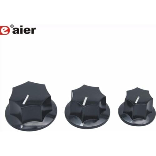 5PCS Black Turning Control Fluted Bakelite Knob With 6.35mm Shaft Hole Diameter Guitar Parts For Potentiometer Rotary