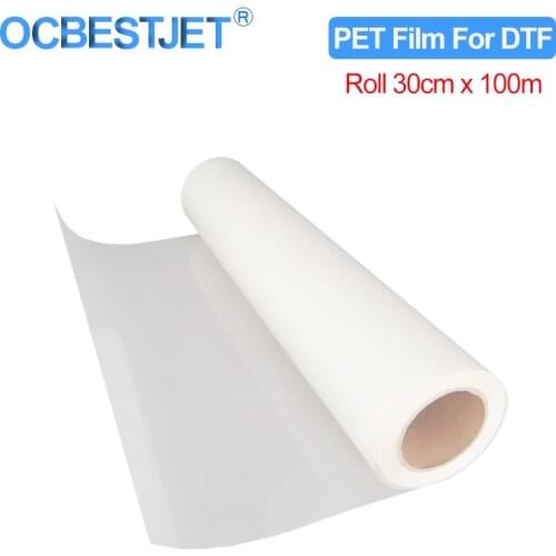 30cm*100m Roll PET Transfer Film 75 Micro For Direct Transfer Film Printing For Epson L1800 i3200 4720 Printhead DTF Printer