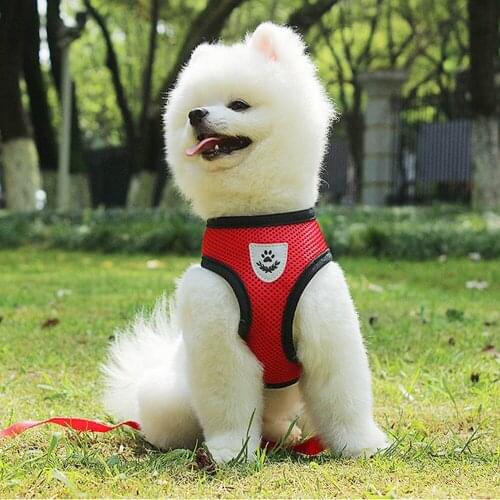 Economical Pet Harness Vest Breathable Mesh Dog Leash Reflective Stripe Adjustable Chest Straps For Kitten Chihuahua Out Walking