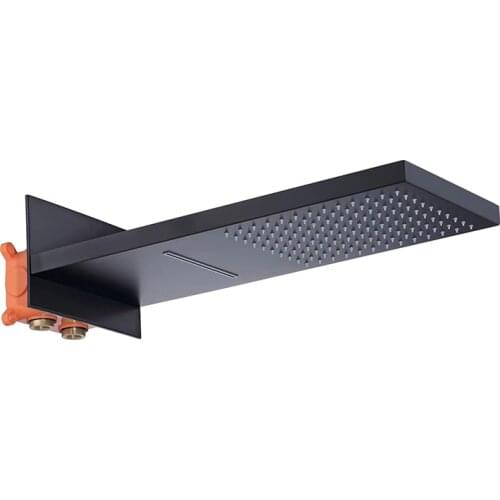 High quality 304SUS Shower Head Rainfall Waterfall Embedded Box Bathroom Shower Faucet Matte Black Chrome Finished Wall Mounted