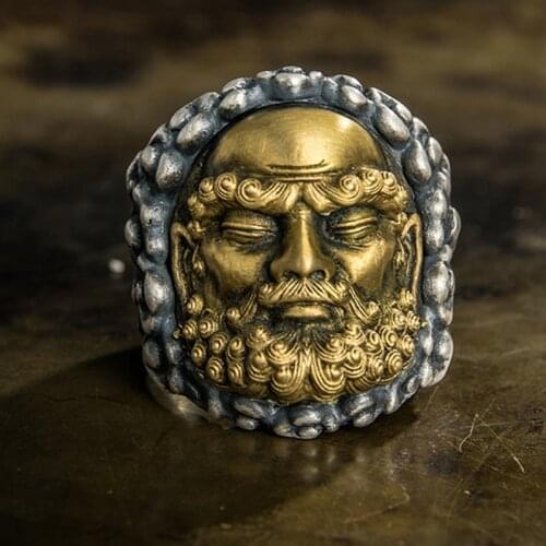 Solid 999 Sterling Silver MENS MEN artisan handmade Buddha punk biker Ring Jewelry A5655