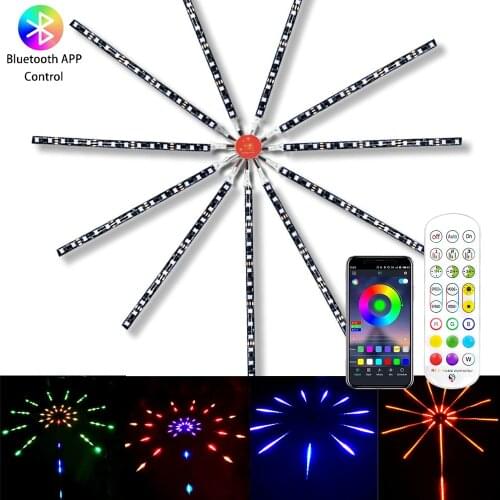 Fireworks LED Strip Light RGB Neon LED Light Ribbon Music Control Horse Race Lamp Home christmas Holiday Room Decor Lights Tape