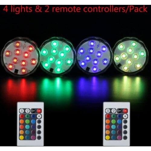 LED Submersible Light Color Changeable Coaster Waterproof Cup Mat with 24 Key IR Remote Controller