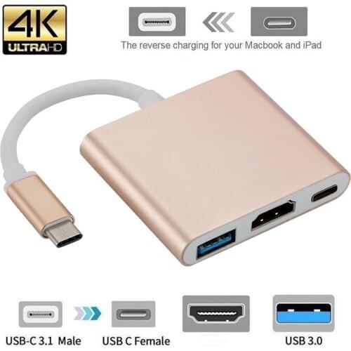 Type C To HDMI-compatible USB 3.0 Charging Adapter Converter USB-C 3.1 Hub Adapter For Mac Air Pro Huawei Mate10 Samsung S8 Plus