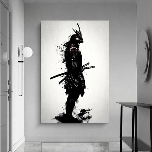 Japanese Samurai Black and White Picture Decoration Mural Poster Canvas Painting and Room Wall Art Prints for Modern Home Decor
