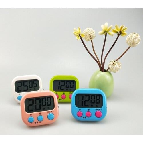 LCD Digital Kitchen Countdown Timer Alarm with Stand White Kitchen Timer Practical Cooking Timer Alarm Clock
