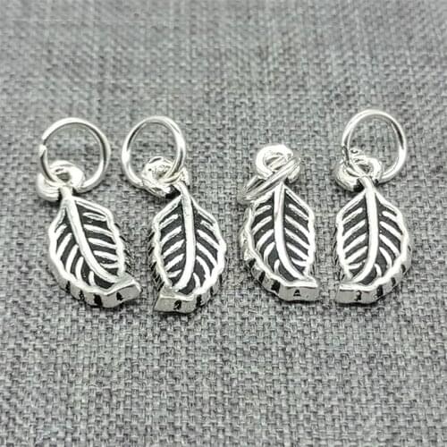 10 Pieces 925 Sterling Silver Small Leaf Charms 2-Sided for Necklace Bracelet