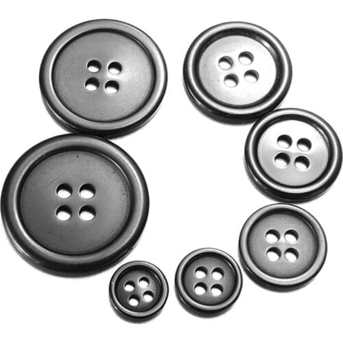 10pcs/Set 7 Sizes 4 Holes Retro Resin Black Button Decor For Sewing Crafts Clothes Coat DIY Muppet Decorative Accessories Tool