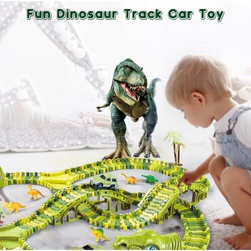 289PCS Flexible Dinosaur Track Race Car Vehicle Toys for Kids Children Over 3 Years Old Birthday Christmas Gift Party Favors