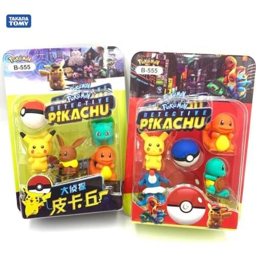 3Pcs/Box Pokemon Figures Toys Pikachu Bulbasaur Psyduck Charmander Eraser Anime Figures Model Dolls Toy Pokemon Eraser Child gif