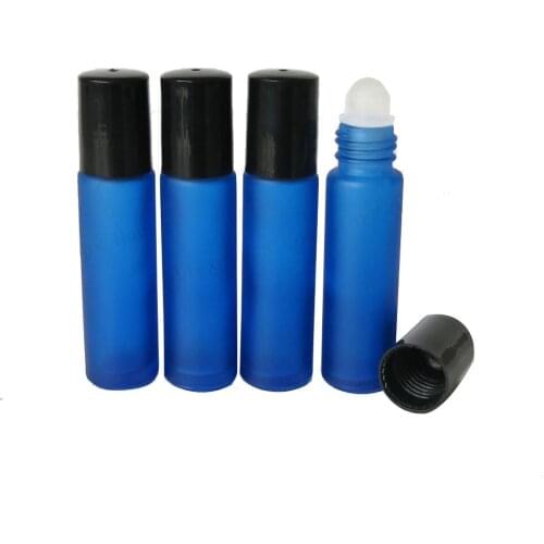 360pcs Wholesale 10ml Glass Roll On bottles Forst Blue Empty Essential Oil Bottle Black Lids Mini Sample Vials Container