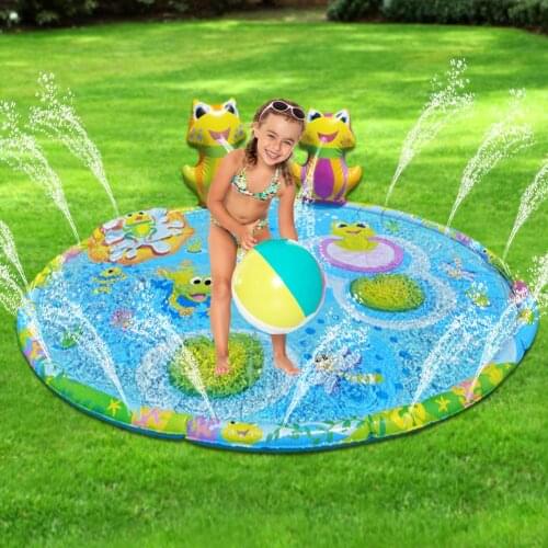 3D Frog Watering Mat Large Outdoor Lawn Playing Toy Water Spray Mat Children Water Games Sports Leisure Toy Mat