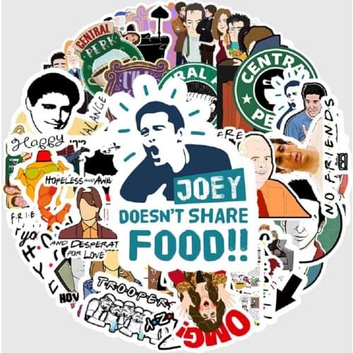 55pcs Anime TV Series Show Friends Sticker Graffiti Gifts For Suitcase DIY Laptop Guitar Skateboard Phone Waterproof Stickers