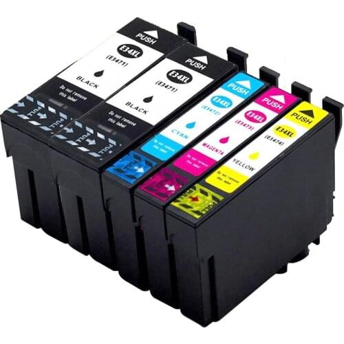 5PK Compatible Ink Cartridges for Epson 34XL T3471 T3472 T3473 T3474 WorkForce Pro WF-3720DWF WF-3725DWF