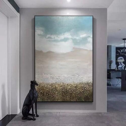Abstract Blue Cloud Oil Painting Handmade Wall Art Landscape Picture Canvas Big Size Nordic Home Decoration Cuadros No Frame