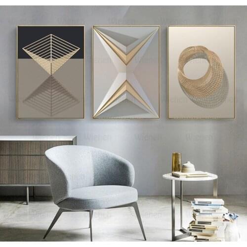 Abstract Stereoscopic Pattern Line Visual Arts Modern Decorative Picture Canvas Wall Art Poster Painting for Living Room Decor