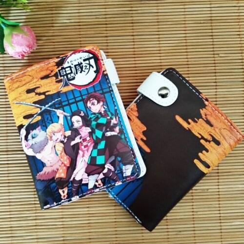 Anime Demon Slayer: Kimetsu no Yaiba Short Button Wallet Folding Zipper Purse Coin Bag Collection Model Toy Gifts