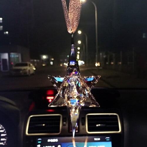 Car Pendant Austrian Crystal Star Decoration Ornaments Sun Catcher Snowflake Hanging Trim Christmas Gifts women