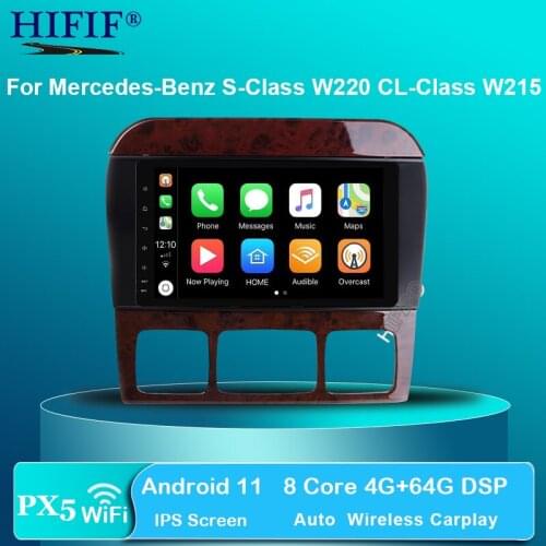 IPS DSP 8 Core 2Din Android 11 Car Radio Stereo GPS Navigation For Mercedes-Benz S-Class W220 CL-Class W215 Bluetooth WIFI USB