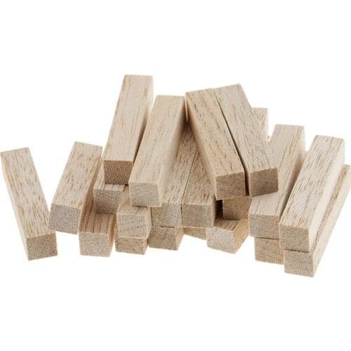 4 Sizes Balsa Wood Stick Unfinished Woodcraft Square Wooden Stick Dowel Rod for Model Making