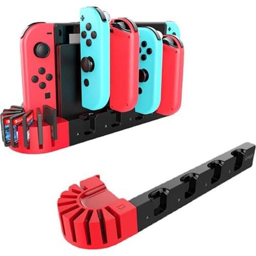 Charging Dock 4 Port Charging Stand Base Station With Storage Game Card Box for N-S Console