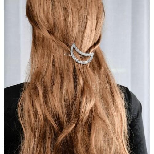 European and American Geometric Shape Fashion Triangle Moon Hairpin Jewelry Side Clip Hair Accessories For Women