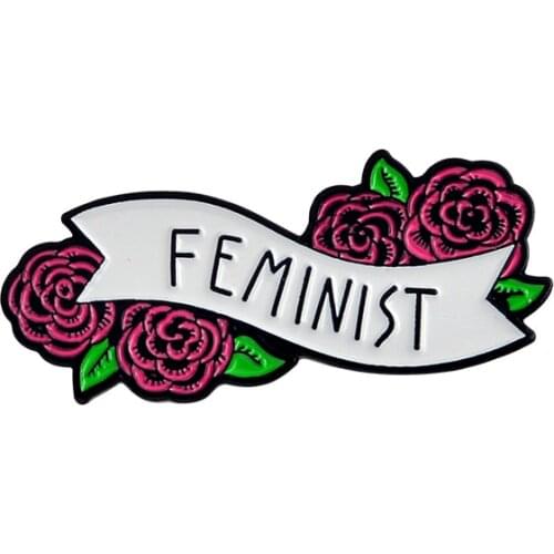 Elegant Red Rose pin Rose to send beauty" Feminist "Badges Lapel Brooch Enamel pin denim bag cap Jewelry Gift for Women girls