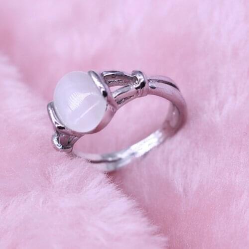 Vintage Vampire Movies Jewelry Hollow Out Natural Opal Cat Eye Rings The Twilight Bella Moonstone Ring For Women Valentine Gift