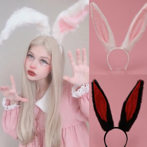 Cute Girls Plush Long Rabbit Ear Hair Bands Headwear Headband Dress Accesorios Women Girl Cosplay Hair Accessories Headdress