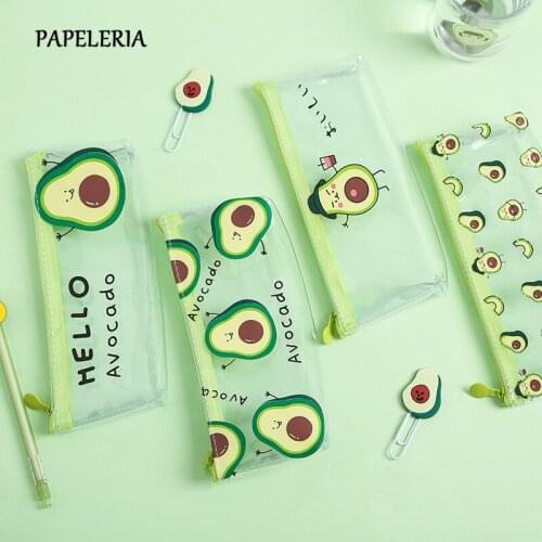 Cute Avocado Gift Estuche School Pencil Case for Girl Transparent Pencil Bag Kawaii Pencil Box School Supplies Office Stationery