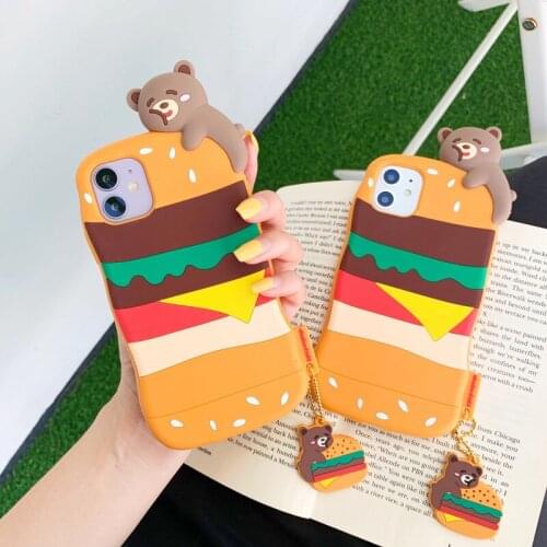 Suitable for iphone11proMAX cartoon bear silicone fine hole XR/7/8plus anti-fall soft shell XS mobile phone case