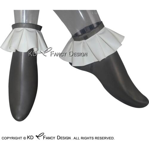 Transparent Black And White Sexy Short Rubber Latex Socks With Ruffles On Top WZ-0002