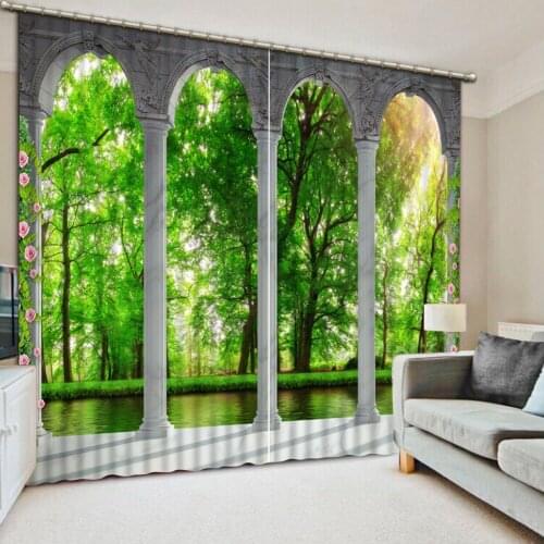 Roman curtains Landscape Scenery Beauty Digital Photo Printing Blackout 3D Curtains for Living Room Bedding green curtains