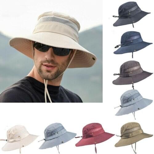 Adult Unisex Folding Fishing Cap Hiking Outdoor Hat Quick Dry Fisherman Sun Hat Wide Brim Climbing Big Wide Brim Bucket Caps