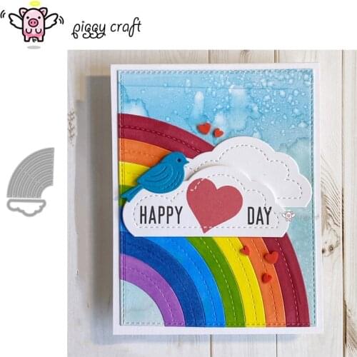 Piggy Craft metal cutting dies cut die mold Rainbow clouds frame Scrapbook paper craft knife mould blade punch stencils dies