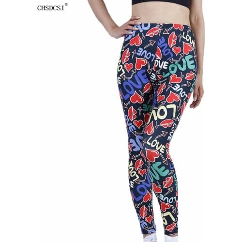CHSDCSI Womens High Waist Leggings Color Love Tight Fitness Yuga Pants Girl Push Up Stretch Sexy Trouser Fashion Dropshipping