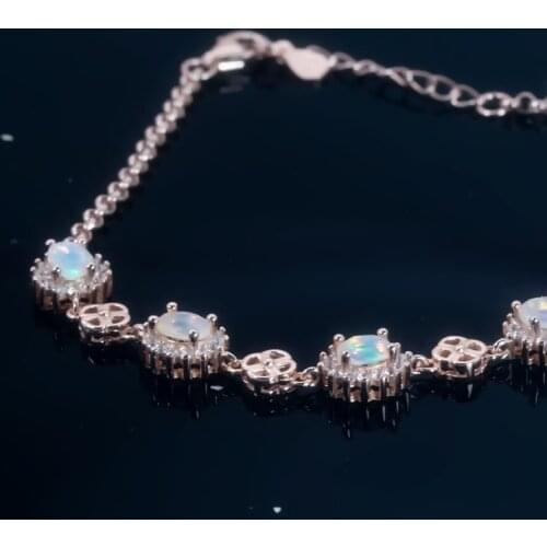 Fine opal Bracelet for Women Silver With 925 Sterling Sliver rose glod surface Birthday gift Vintage Jewelry