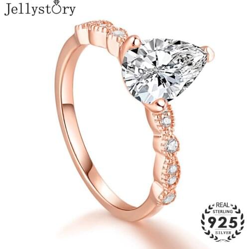 Jellystory charms ring s925 sterling silver for women water drop shape zircon gemstone rings luxury jewelry wedding engagement