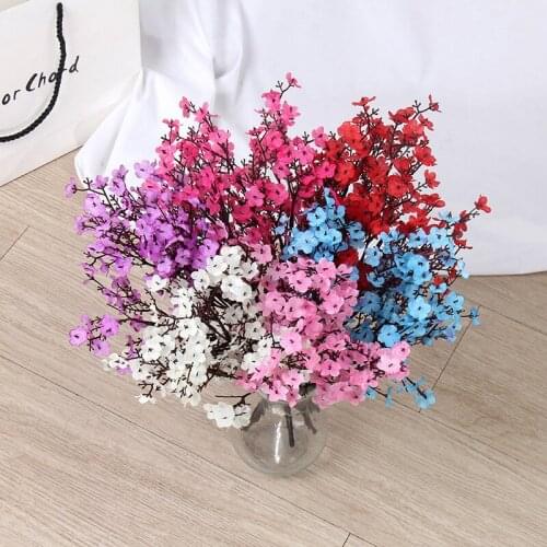 1pc Gypsophila Silk Artificial Flowers Plum Blossom Fake Flower Plastic Stem for DIY Christmas Home Bride Wedding Bouquet