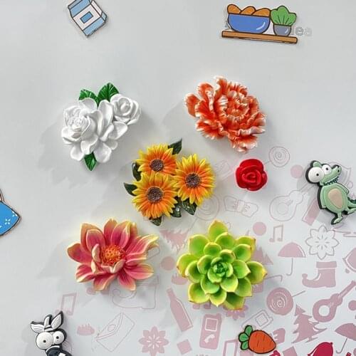 1pcs Beautiful Colorful Resin Summer flower Shape Refrigerator Magnetic Sticker Decor Anti-slip Refrigerator Magnet for Home