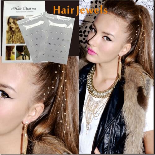 Linahoshi 2 pcs/ package Hair Charms Hair Charmsies, Bling Hair Jewel Sticker Can Pick From Different Crystals or Gems Freely