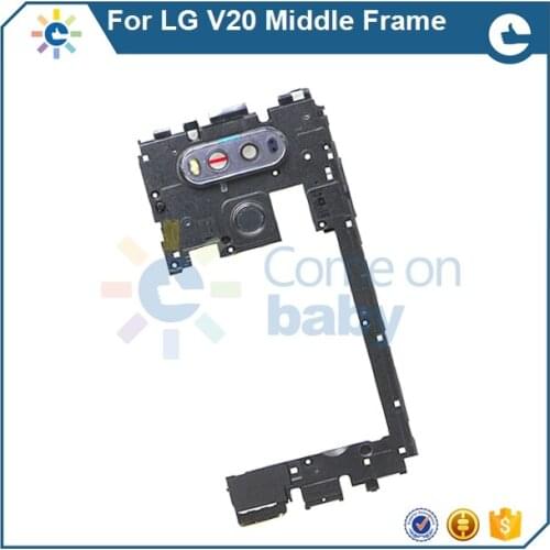 2017 New Arrival For LG V20 Middle Frame back frame Housing With Buzzer Replacement Camera Lens glass Black,in stock,please