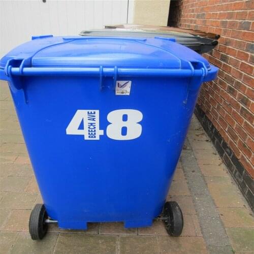 4 X White Wheelie Bin House Number Stickers Customized Personality Stickers 22cmx15.5cm