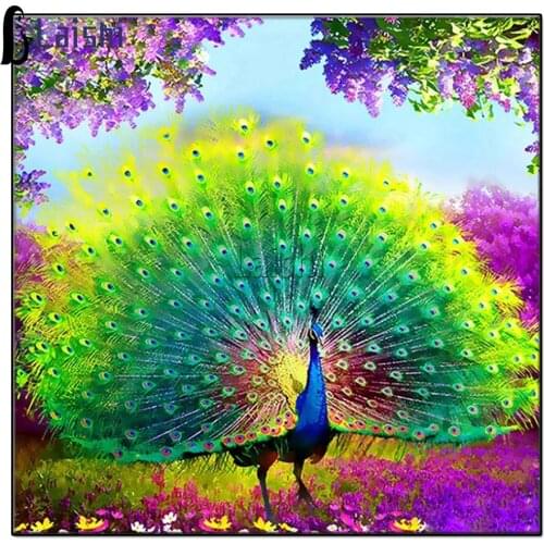 5d Diamond Painting Full Round Square Peacock opening screen Mosaic DIY Diamond Painting Cross Stitch Embroidery Home Decorative