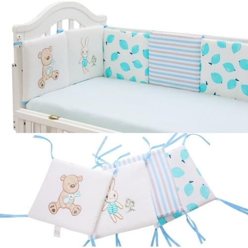 2020 Baby Bumper for Newborns Cartoon Crib Around Cushion Cot Protector Infant Bumper Bedding Bedroom Decor 6 Pcs Set