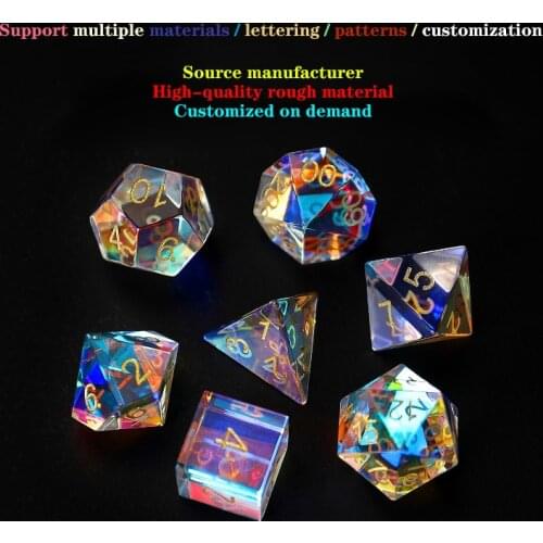 7PCS 15-25mm Symphony Crystal Gems Glass Prism Polyhedron Crystal Dice Toys Gifts Decoration Prism Glass Children Gifts Prism