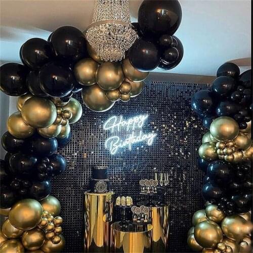 96pcs/Set Black Gold Balloons Garland Arch Kit Birthday Balls Babyshower Wedding Party Decoration Supplies Global